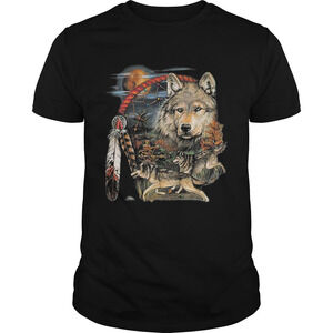 Native American Indian Dream Catcher Wolf Moon Animal Spirit Shirt